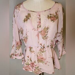 Xhilaration Pink Floral Blouse